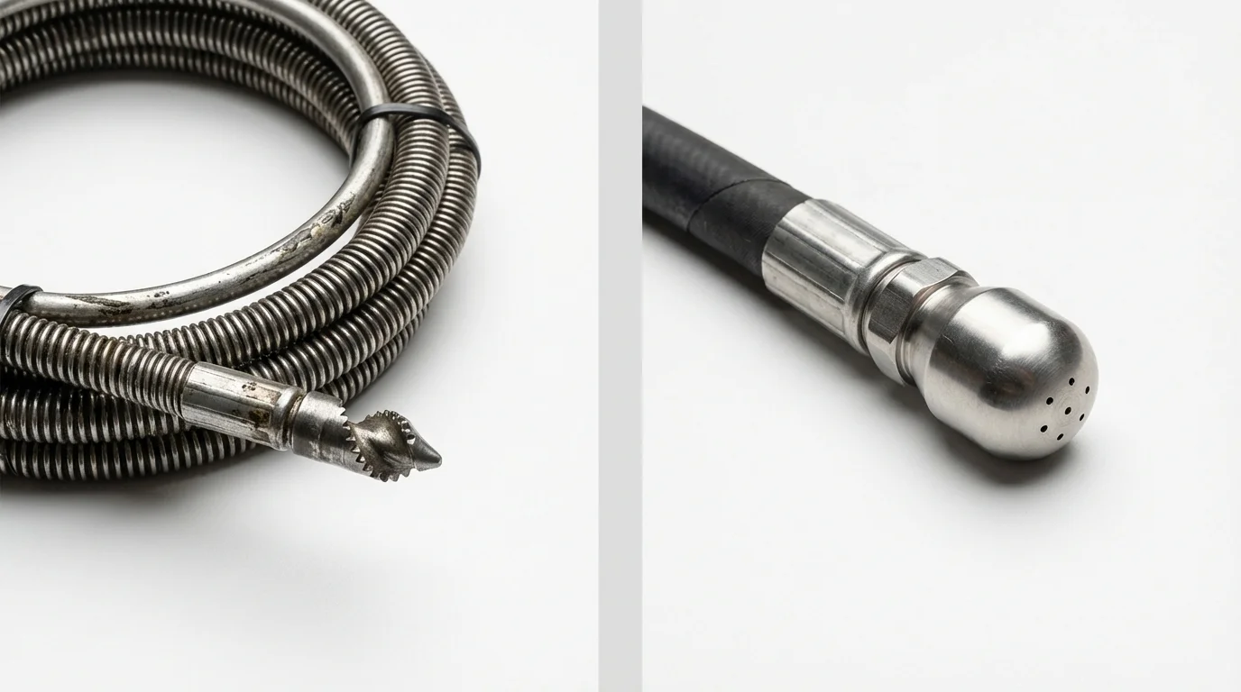 Drain snake cable and hydro jetting nozzle used for drain cleaning in Mount Juliet, TN