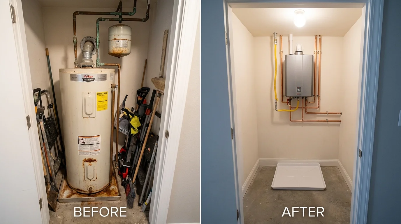Tank water heater versus wall-mounted tankless unit comparison for Mount Juliet, TN homeowners