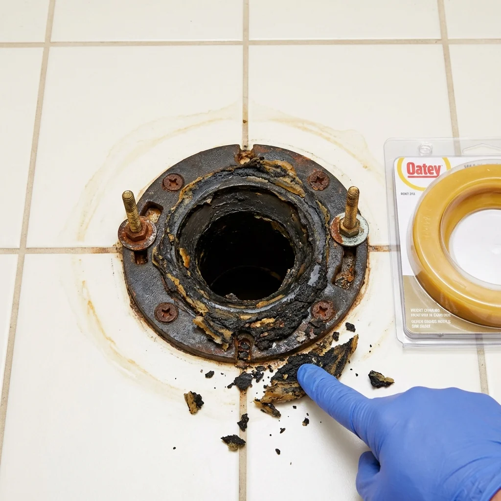 Failed wax ring showing water seepage at the base of a toilet in a Mount Juliet, TN home